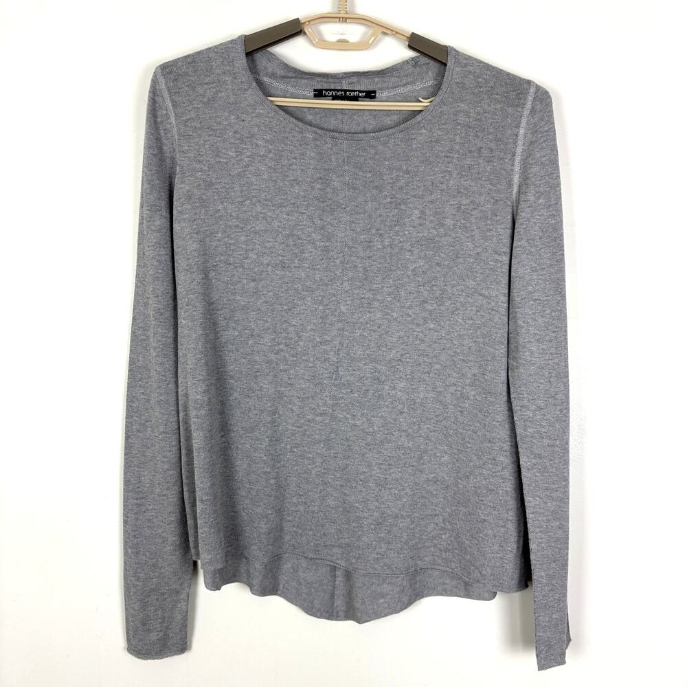 Hannes Roether Gray Sweater 100% Cotton lightweight minimalist classic coastal
